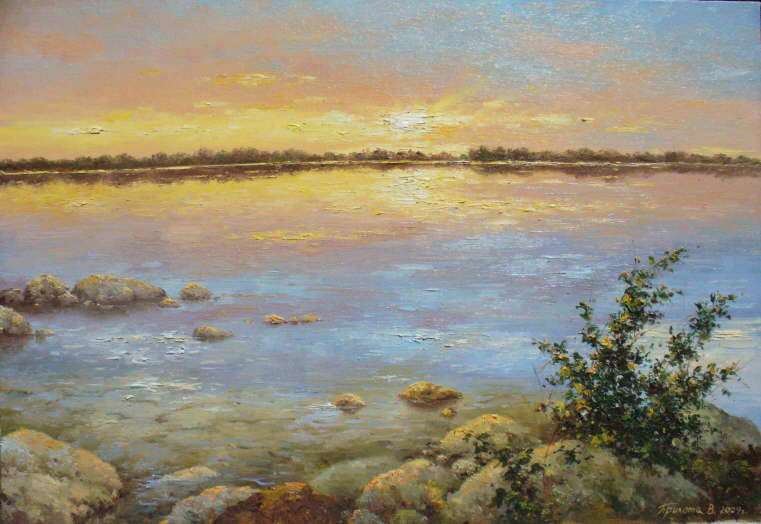 Karelia. Dawn on the Lake.